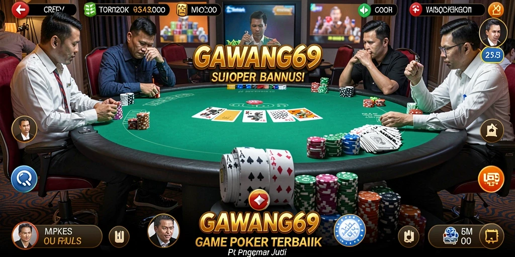 Screenshot GAWANG69 menampilkan gameplay poker yang intens dan mendebarkan.