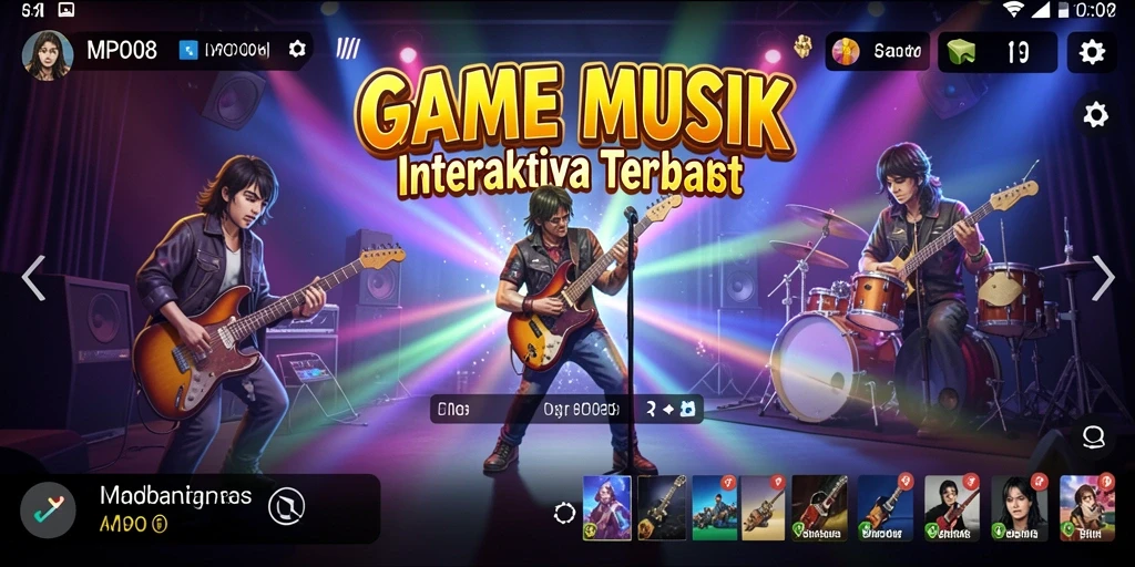 Tampilan gameplay MPO08 dengan musik dan grafis yang menarik.