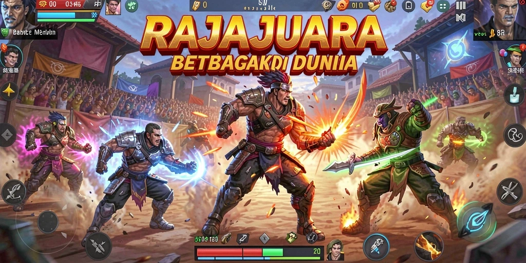 Tampilan gameplay mendebarkan di RAJAJUARA pada medan tempur.